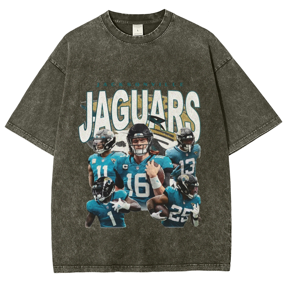 Men's Jacksonville Jaguars Football Team Retro Graphic Washed Oversized T-Shirt