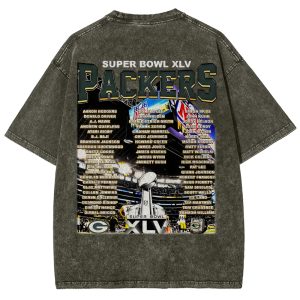 Men's Packers Super Bowl XLV Championship Vintage Back Print Washed Tee