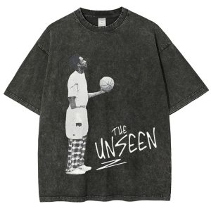 Men's Star Player Signature Portrait Retro Washed Oversized Casual Graphic Cotton T-Shirt