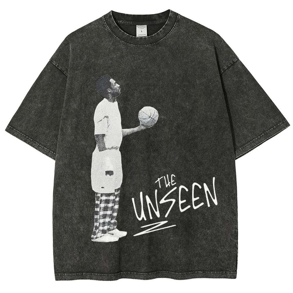 Men's Star Player Signature Portrait Retro Washed Oversized Casual Graphic Cotton T-Shirt