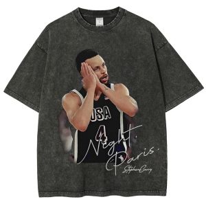 Men's Legend Bryant Number 24 Retro Portrait Vintage Washed Streetwear Loose Tee