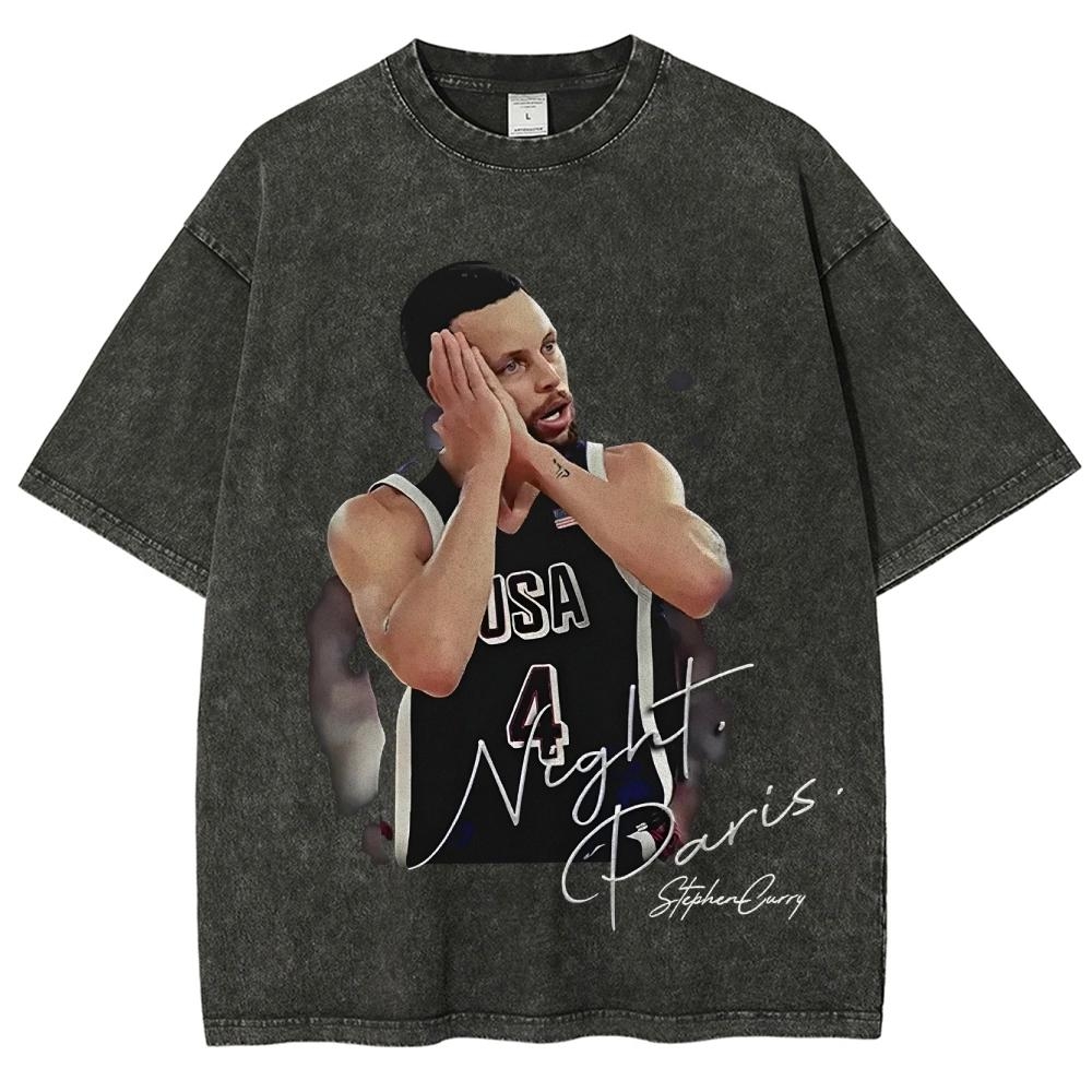 Men's Legend Bryant Number 24 Retro Portrait Vintage Washed Streetwear Loose Tee