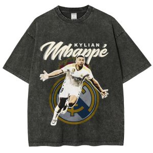Men's Two Basketball Stars On Court Duel Retro Print Vintage Acid Wash Casual T-Shirt